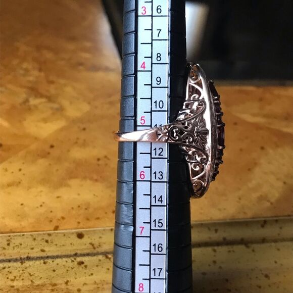 Natural Rhodolite Garnet Sterling Silver Cocktail Ring Size 5.25 - Picture 9 of 9